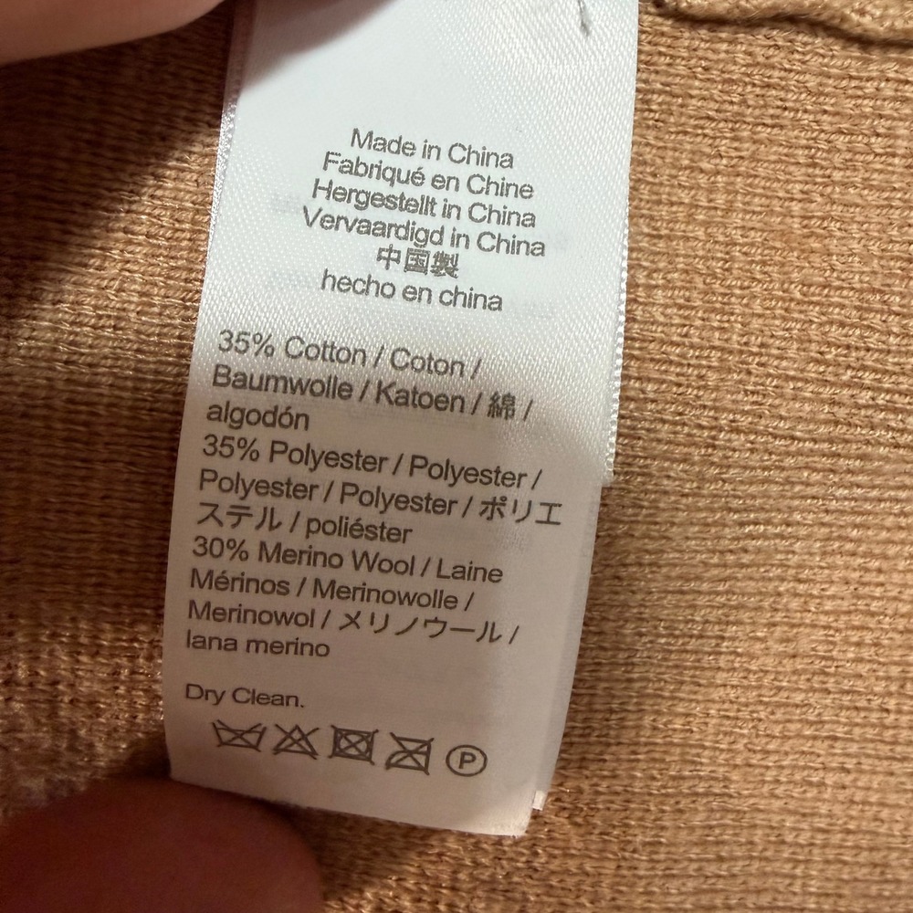 J.Crew Womens Tan Camel Merino Wool Blend Open Front Sweater Blazer Jacket L - Picture 9 of 9